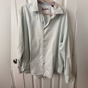 Robert Graham White Paisley Classic Fit Flip Cuff Dress Shirt XL/ XXL